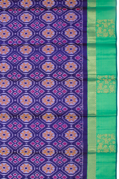 Kanchipuram Silk Ikat Dark Blue Saree