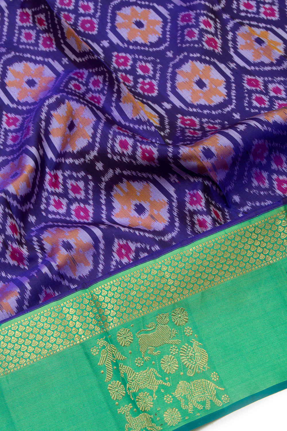 Kanchipuram Silk Ikat Dark Blue Saree