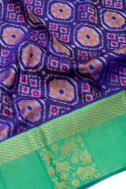 Kanchipuram Silk Ikat Dark Blue Saree