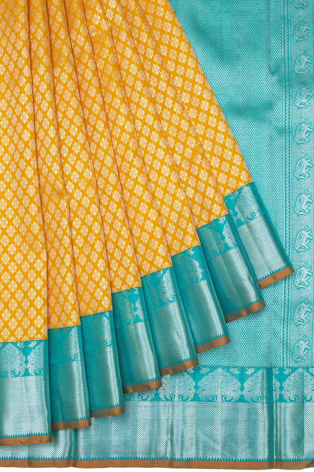 Kanchipuram Silk Brocade Yellow Saree