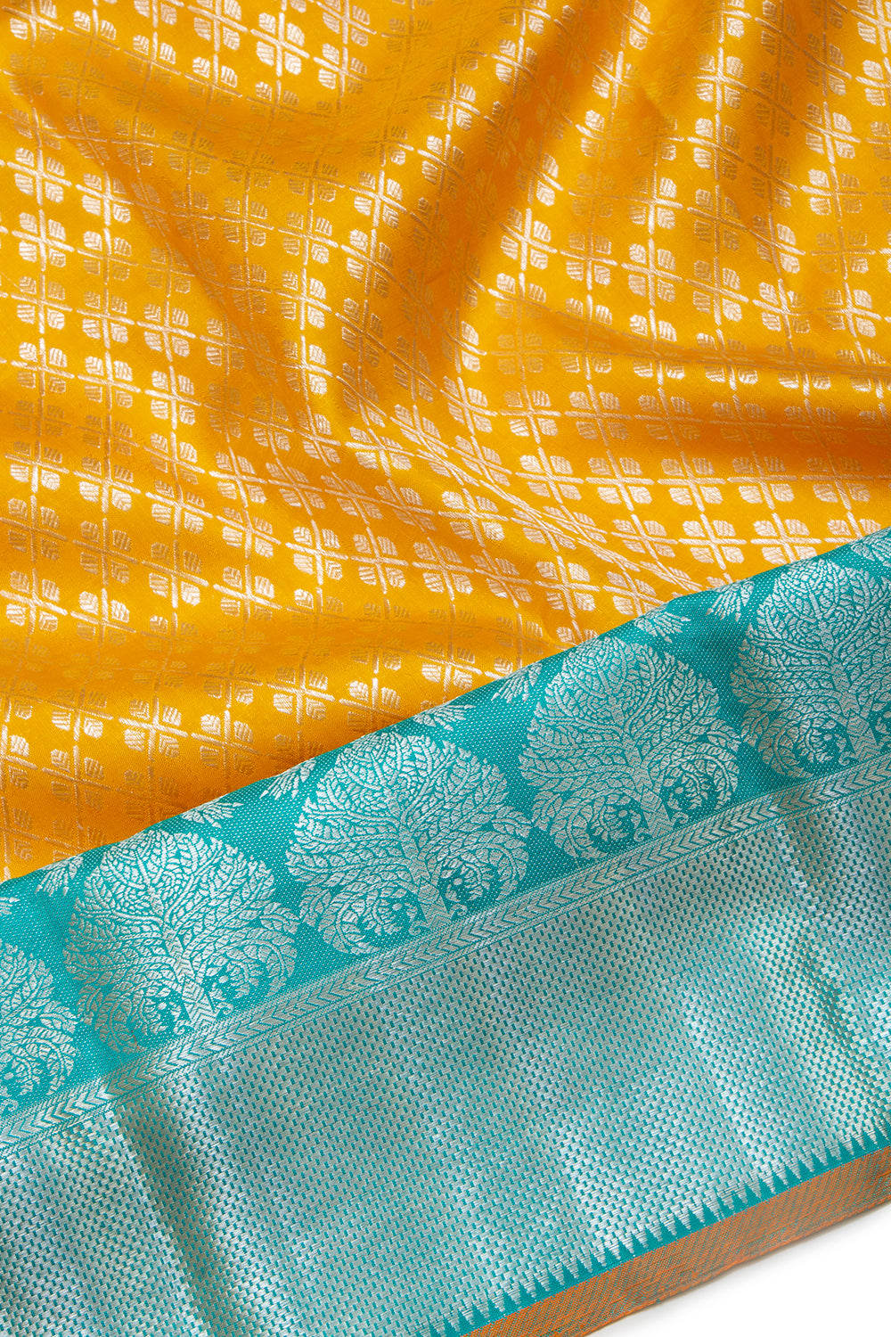Kanchipuram Silk Brocade Yellow Saree