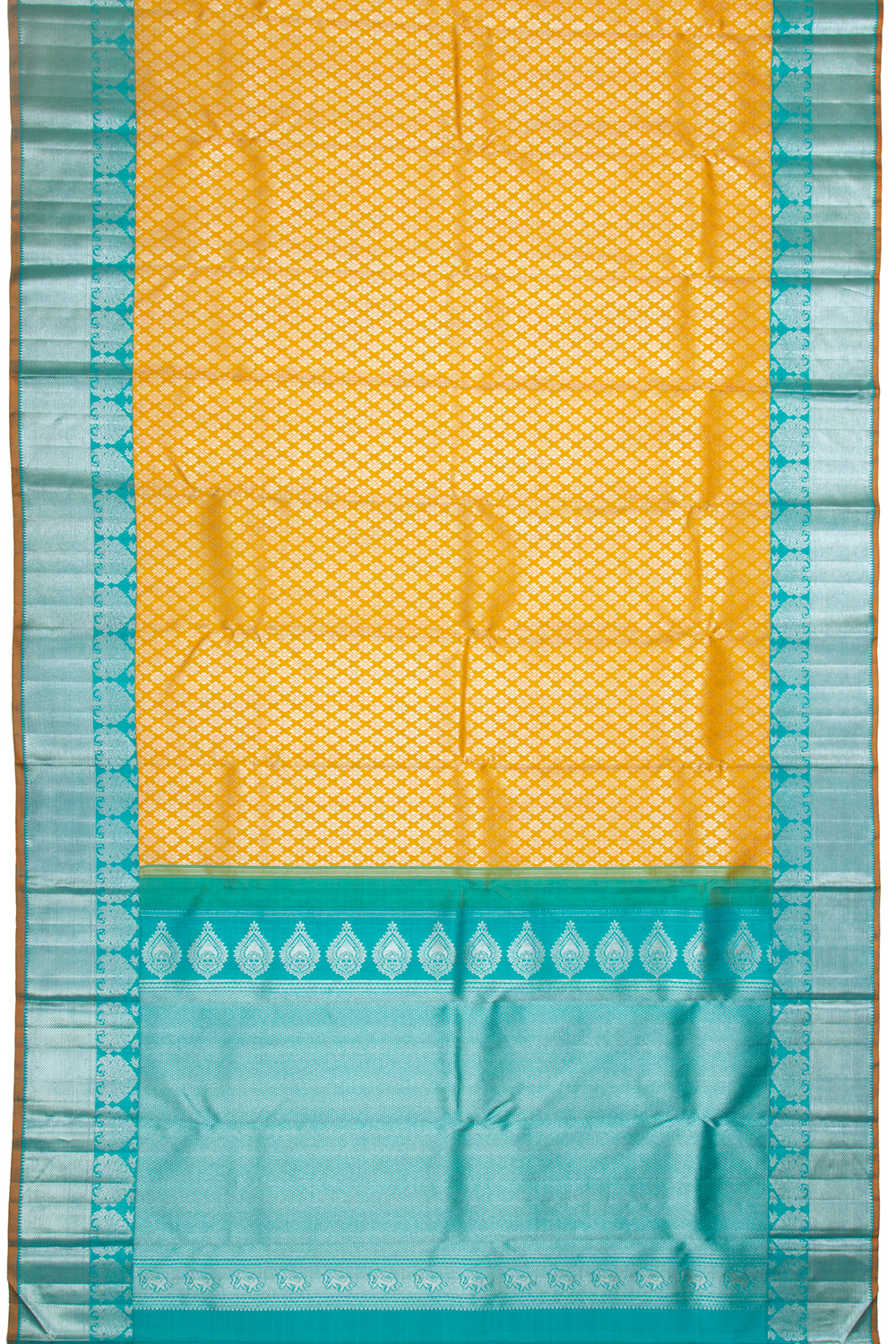 Kanchipuram Silk Brocade Yellow Saree
