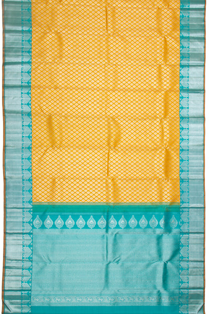 Kanchipuram Silk Brocade Yellow Saree