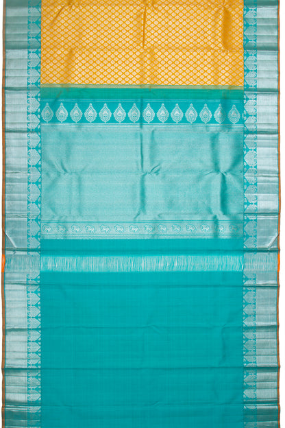 Kanchipuram Silk Brocade Yellow Saree