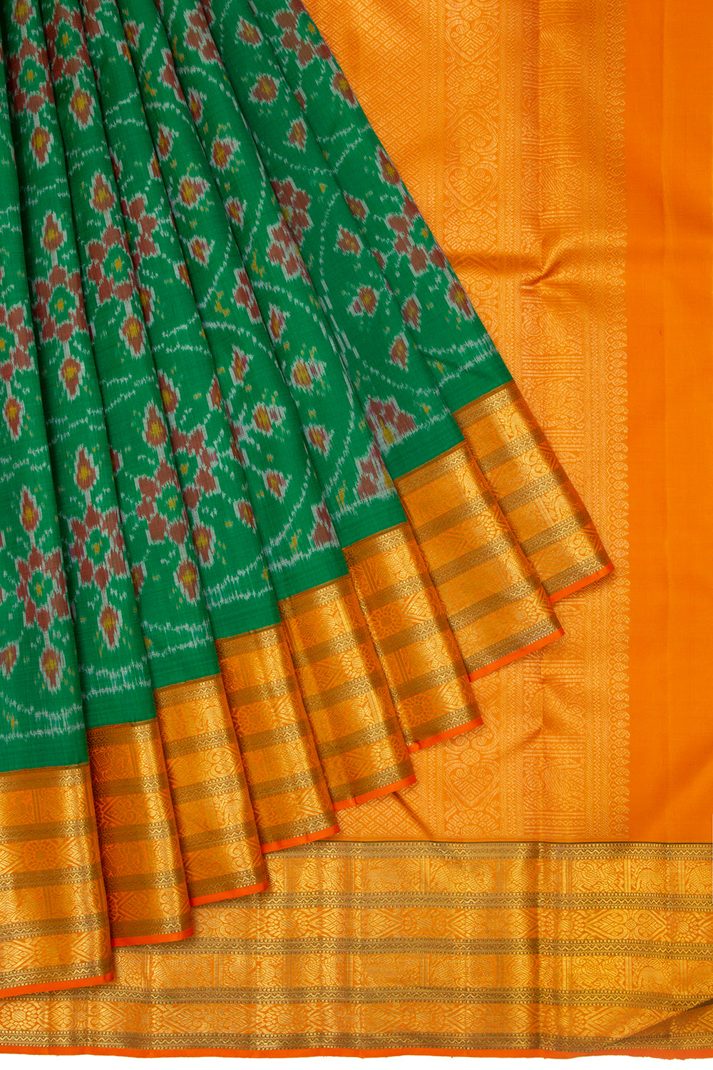 Kanchipuram Silk Ikat Green Saree