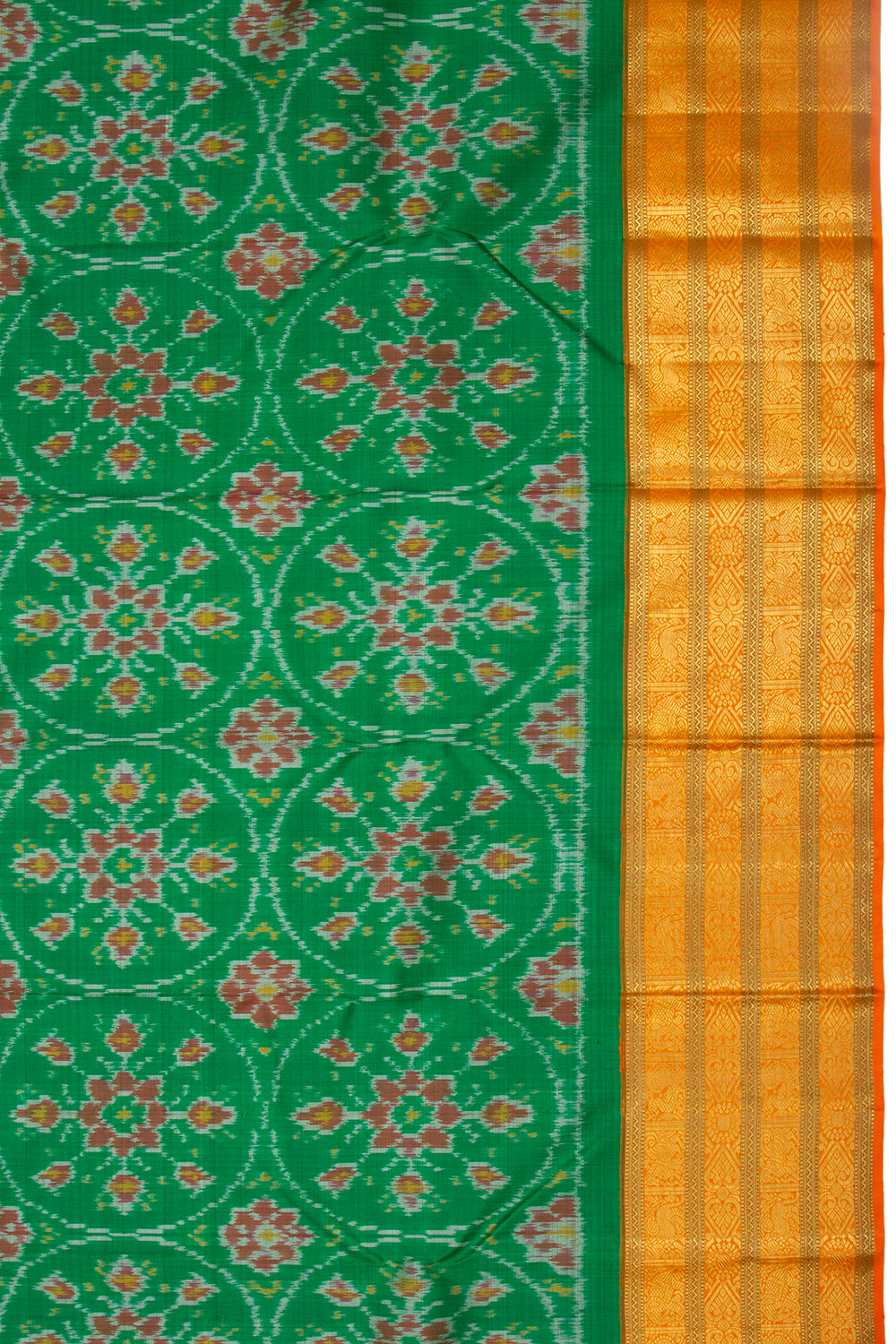 Kanchipuram Silk Ikat Green Saree