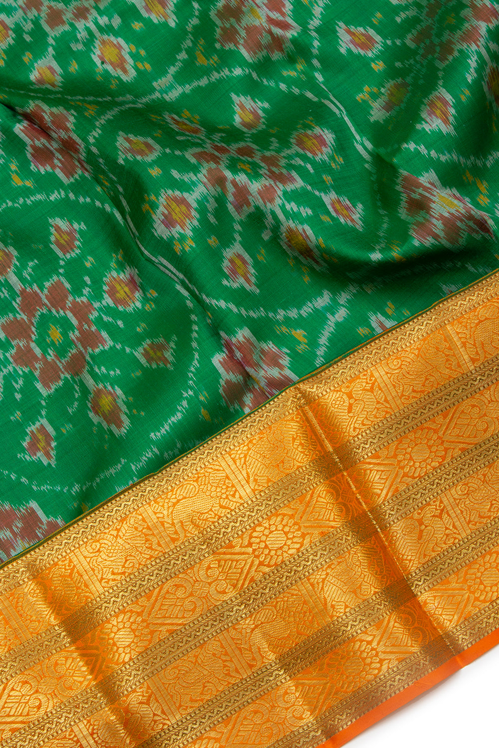 Kanchipuram Silk Ikat Green Saree