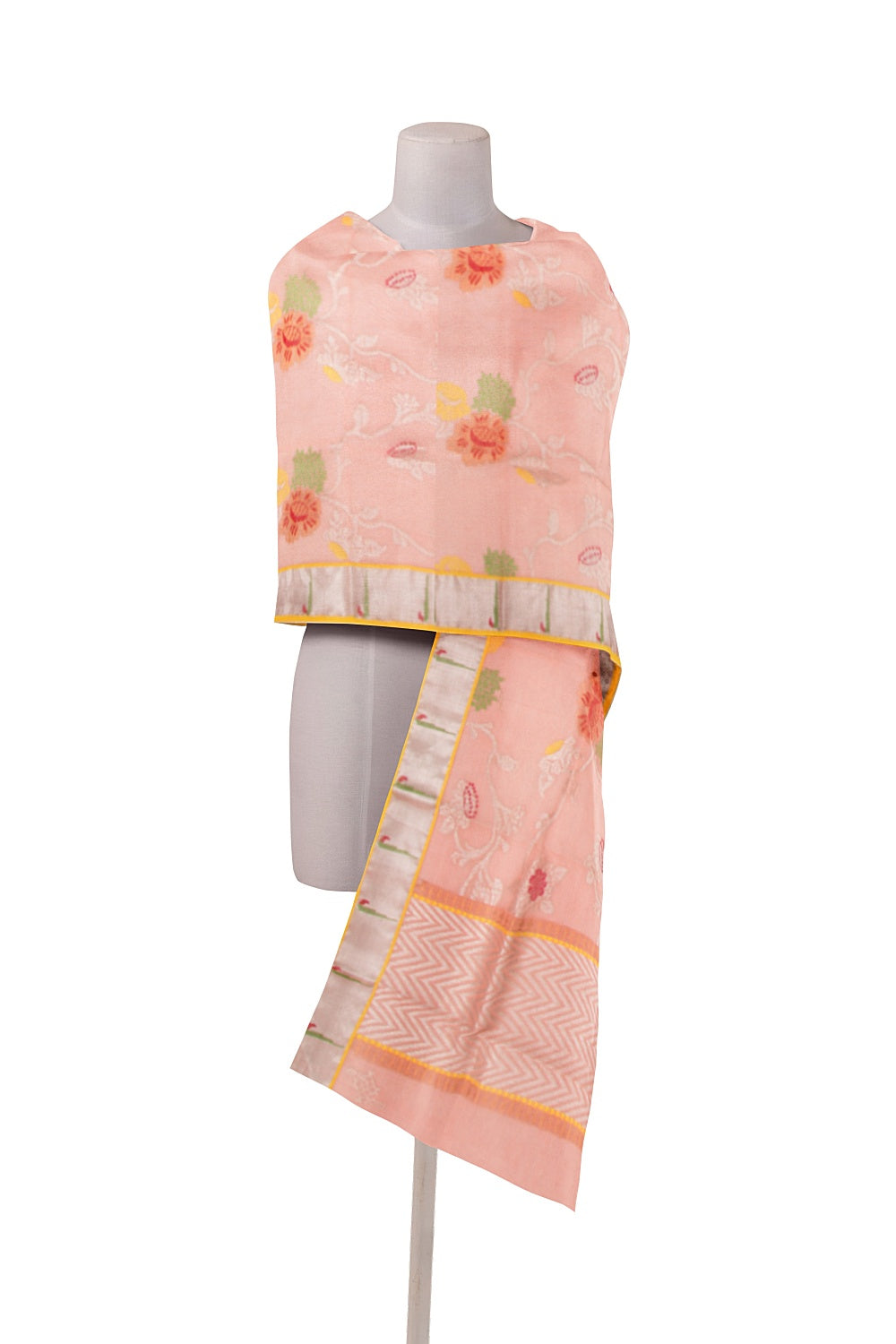 Kota Silk Jaal Peach Dupatta