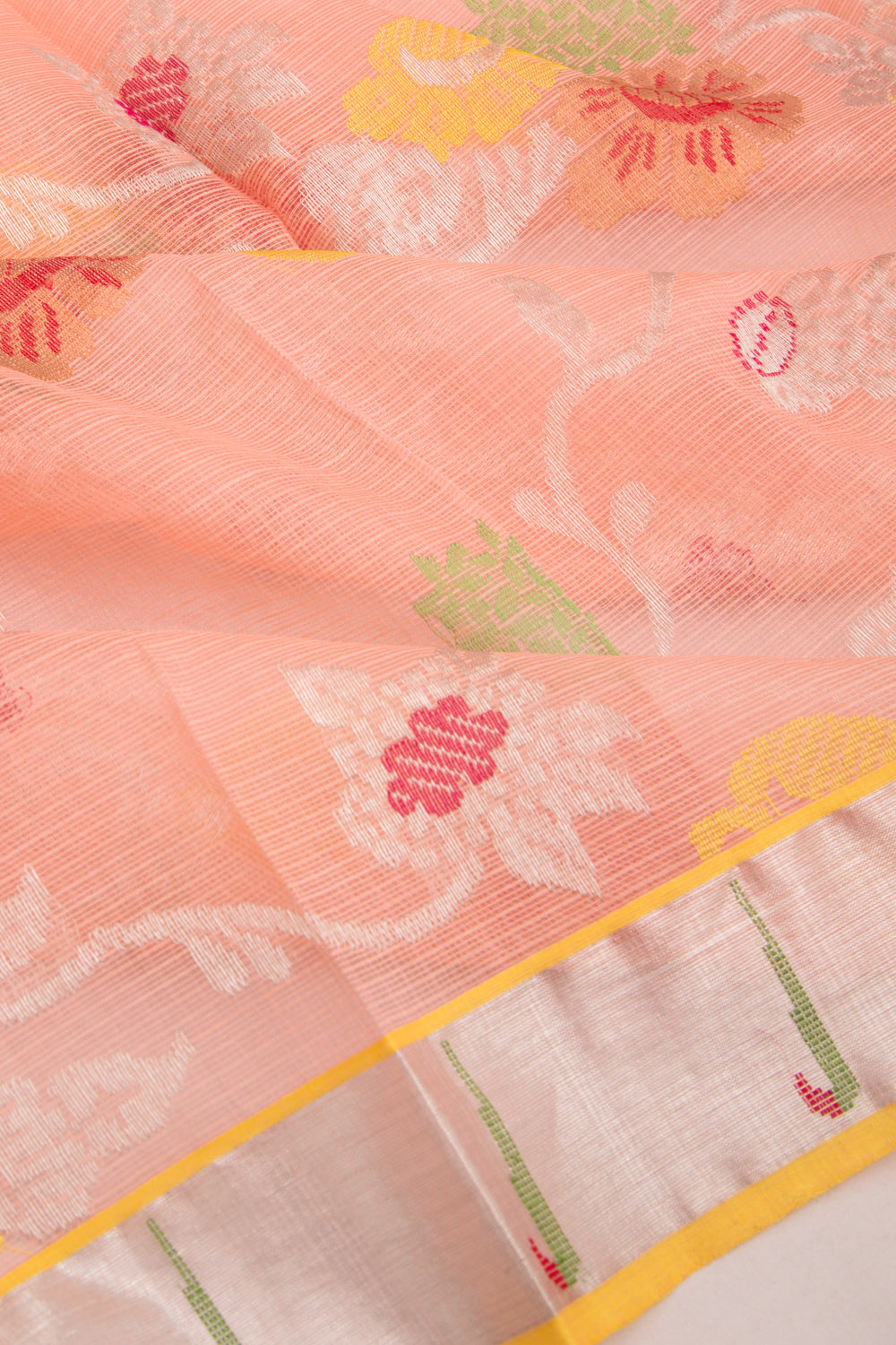 Kota Silk Jaal Peach Dupatta