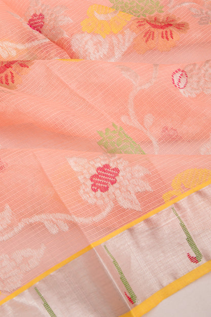 Kota Silk Jaal Peach Dupatta