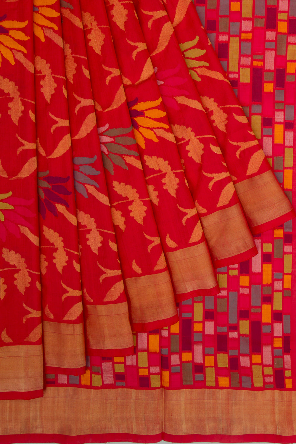 Uppada Silk Jamdani All Over Red Saree