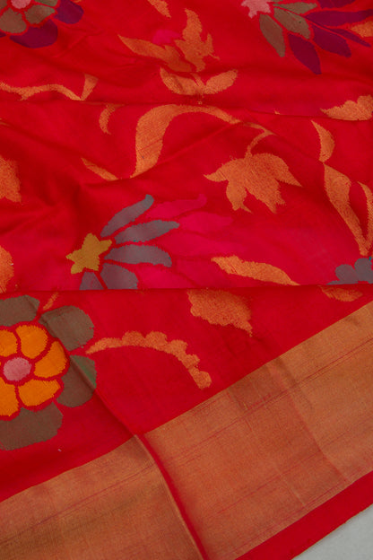 Uppada Silk Jamdani All Over Red Saree