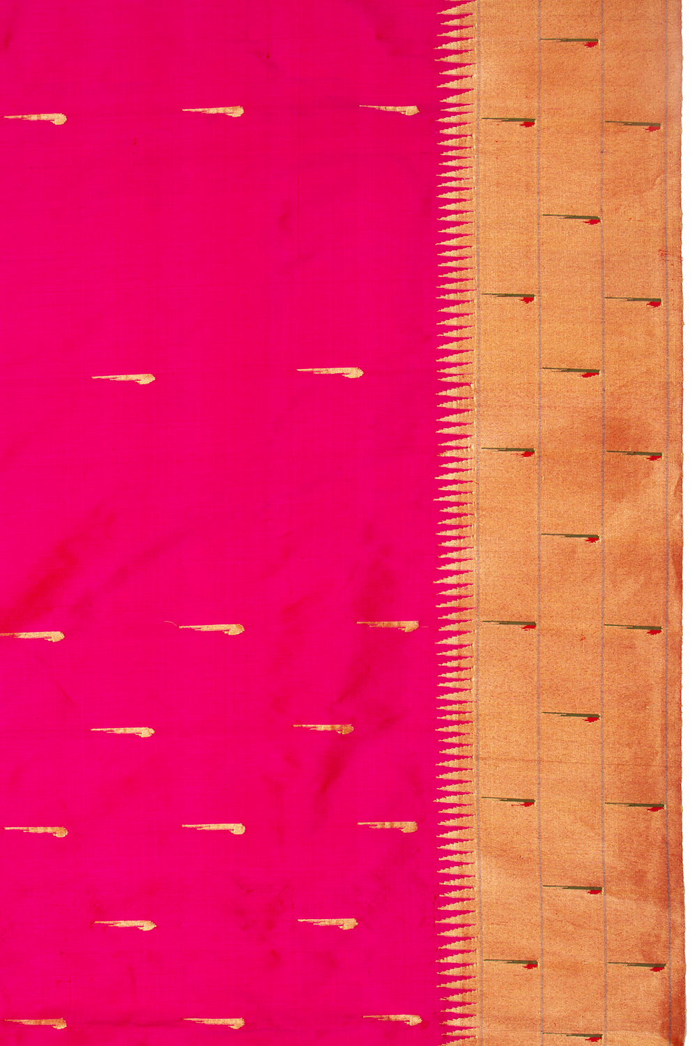 Paithani Silk Butta Pink Saree With Triple Muniya Border