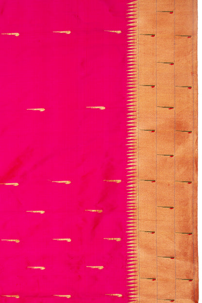Paithani Silk Butta Pink Saree With Triple Muniya Border