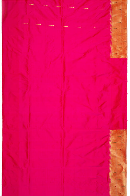 Paithani Silk Butta Pink Saree With Triple Muniya Border