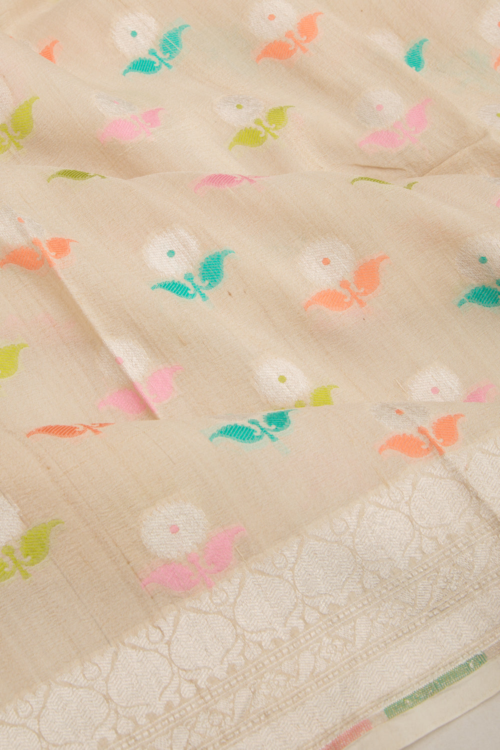 Banarasi Tussar Georgette Butta Beige Dupatta