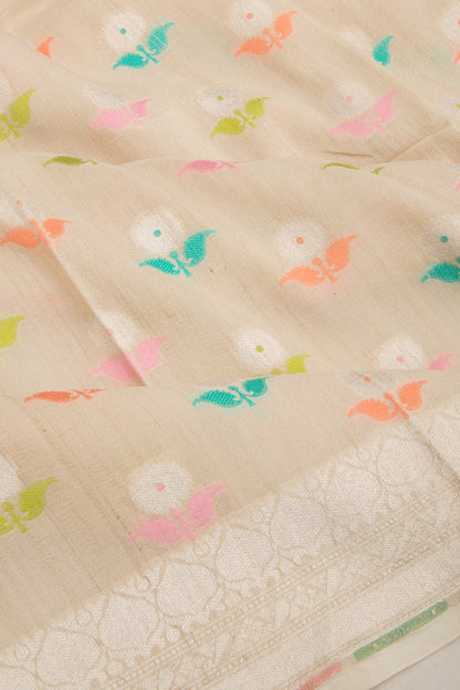 Banarasi Tussar Georgette Butta Beige Dupatta