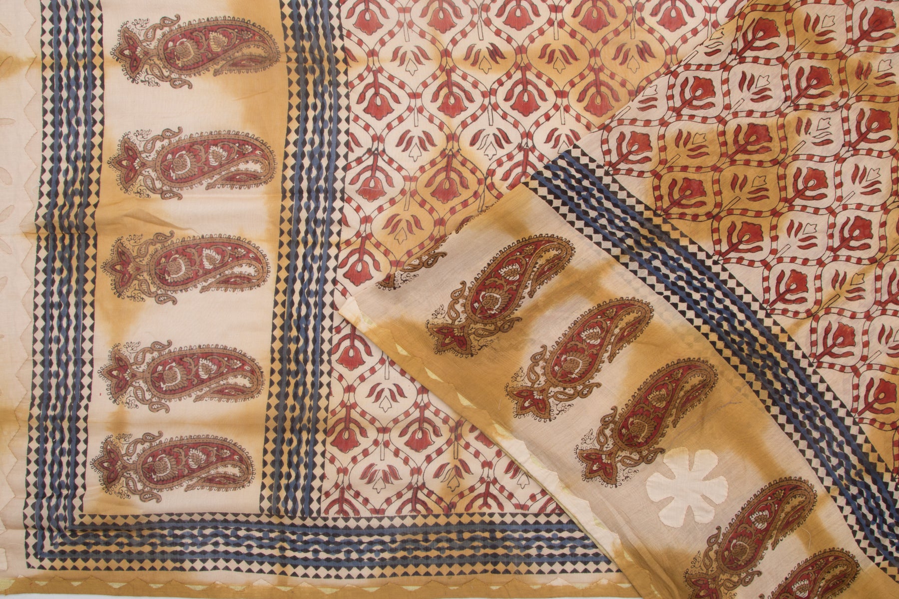 Chanderi Cotton Printed Cream Saree