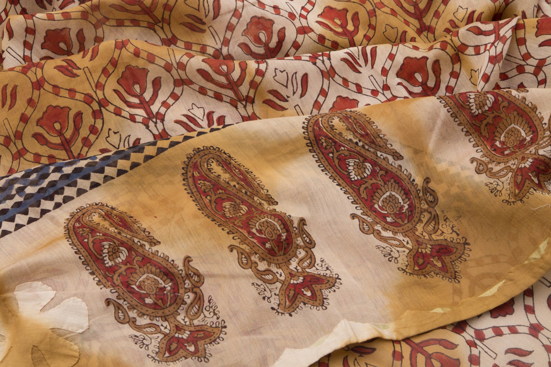 Chanderi Cotton Printed Cream Saree