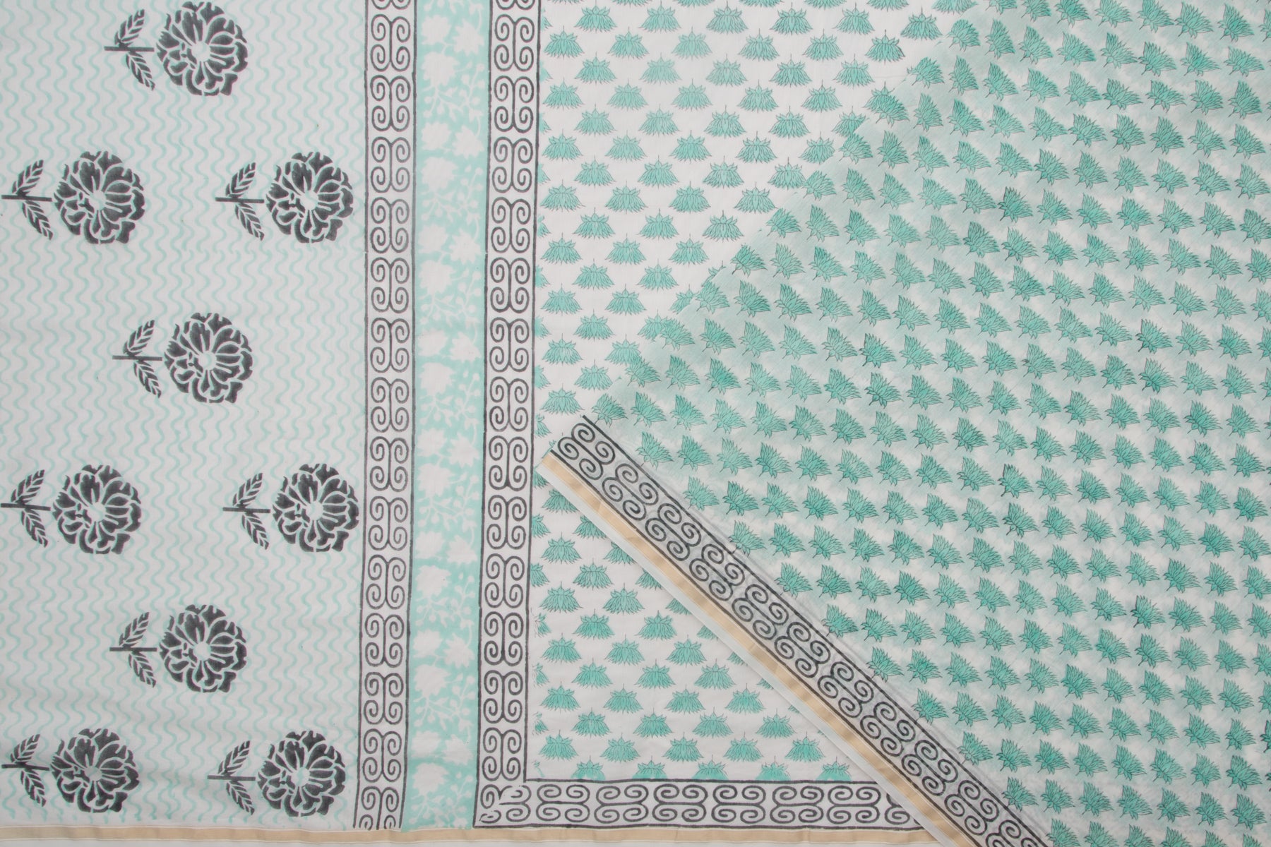 Chanderi Cotton Printed White Saree