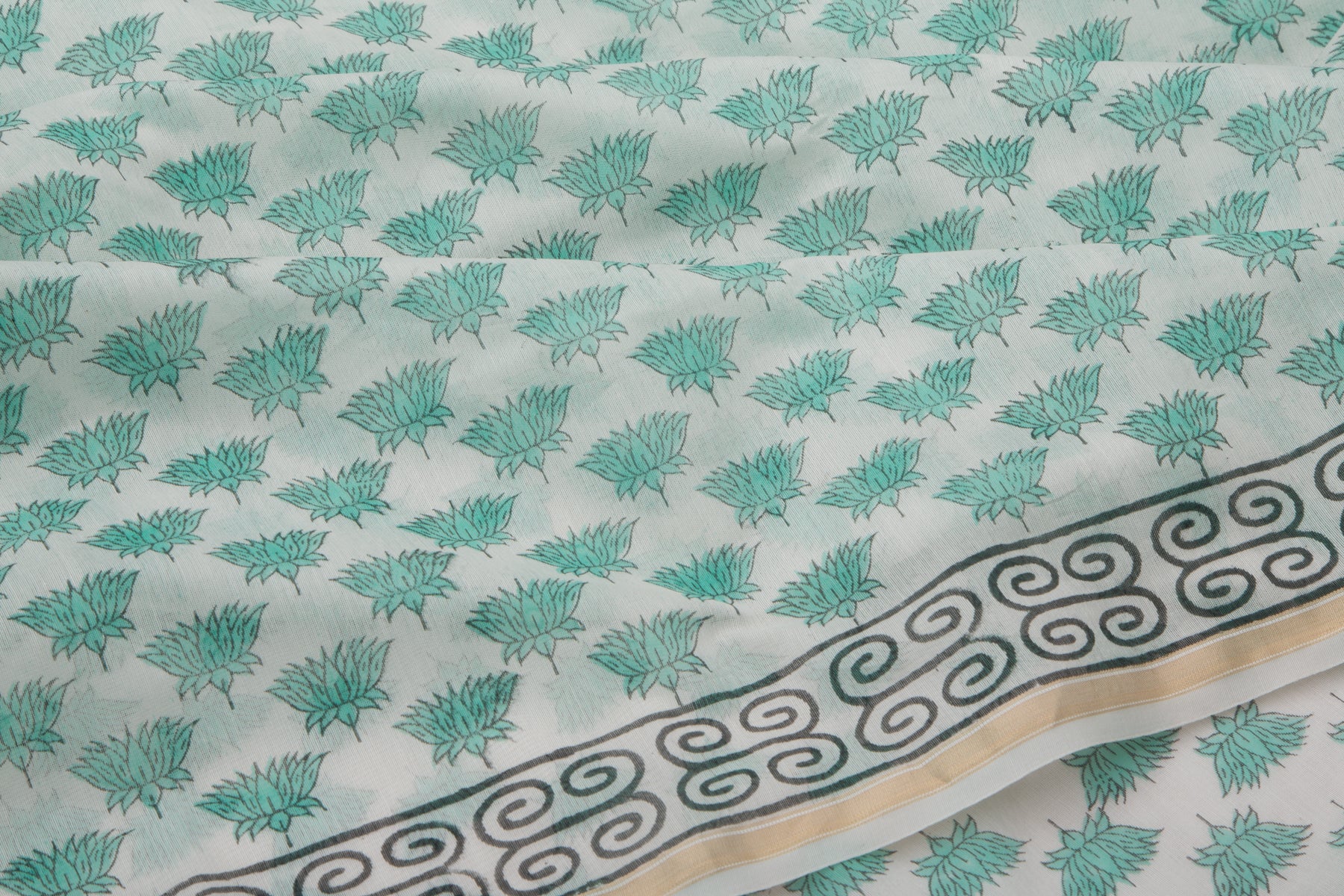 Chanderi Cotton Printed White Saree