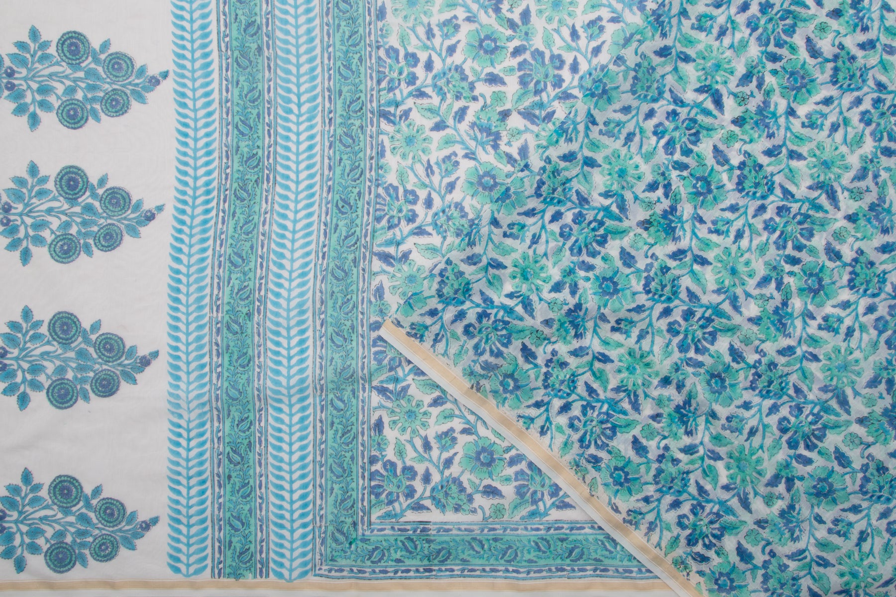 Chanderi Cotton Printed White Saree