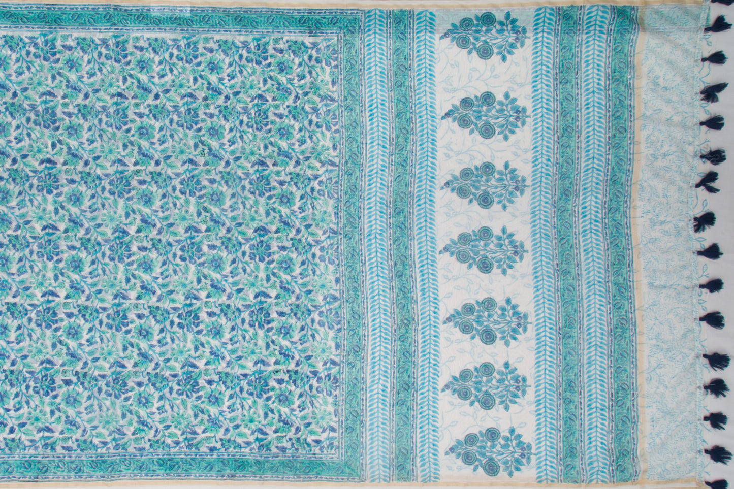 Chanderi Cotton Printed White Saree