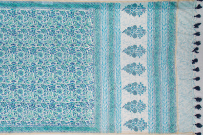 Chanderi Cotton Printed White Saree