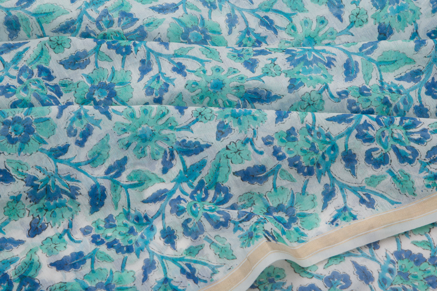 Chanderi Cotton Printed White Saree