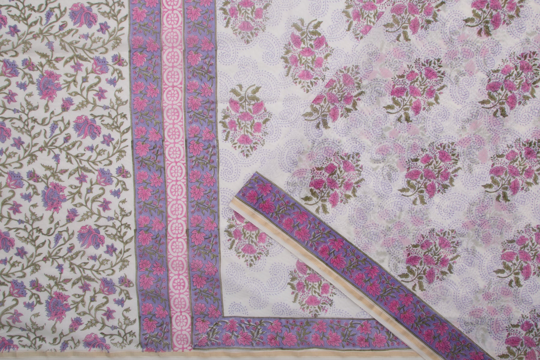 Chanderi Cotton Printed White Saree