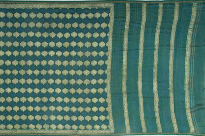 Chanderi Cotton Printed Green Saree