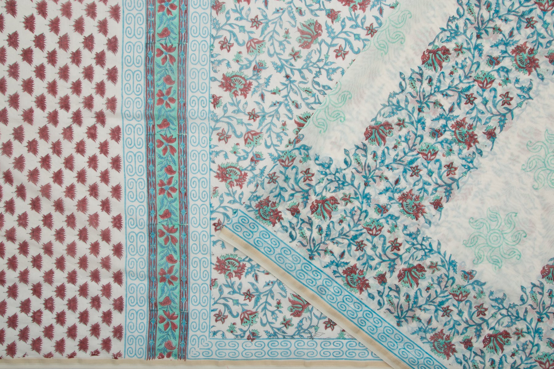 Chanderi Cotton Printed White Saree