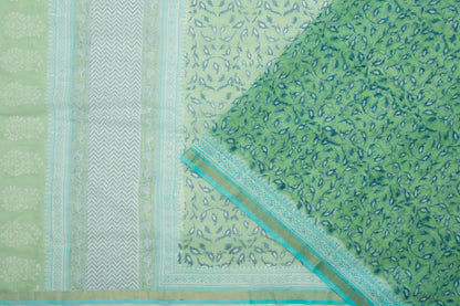 Kota Silk Printed Green Saree