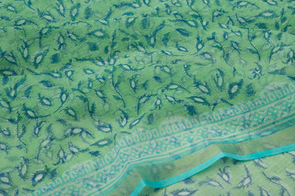 Kota Cotton Printed Green Saree