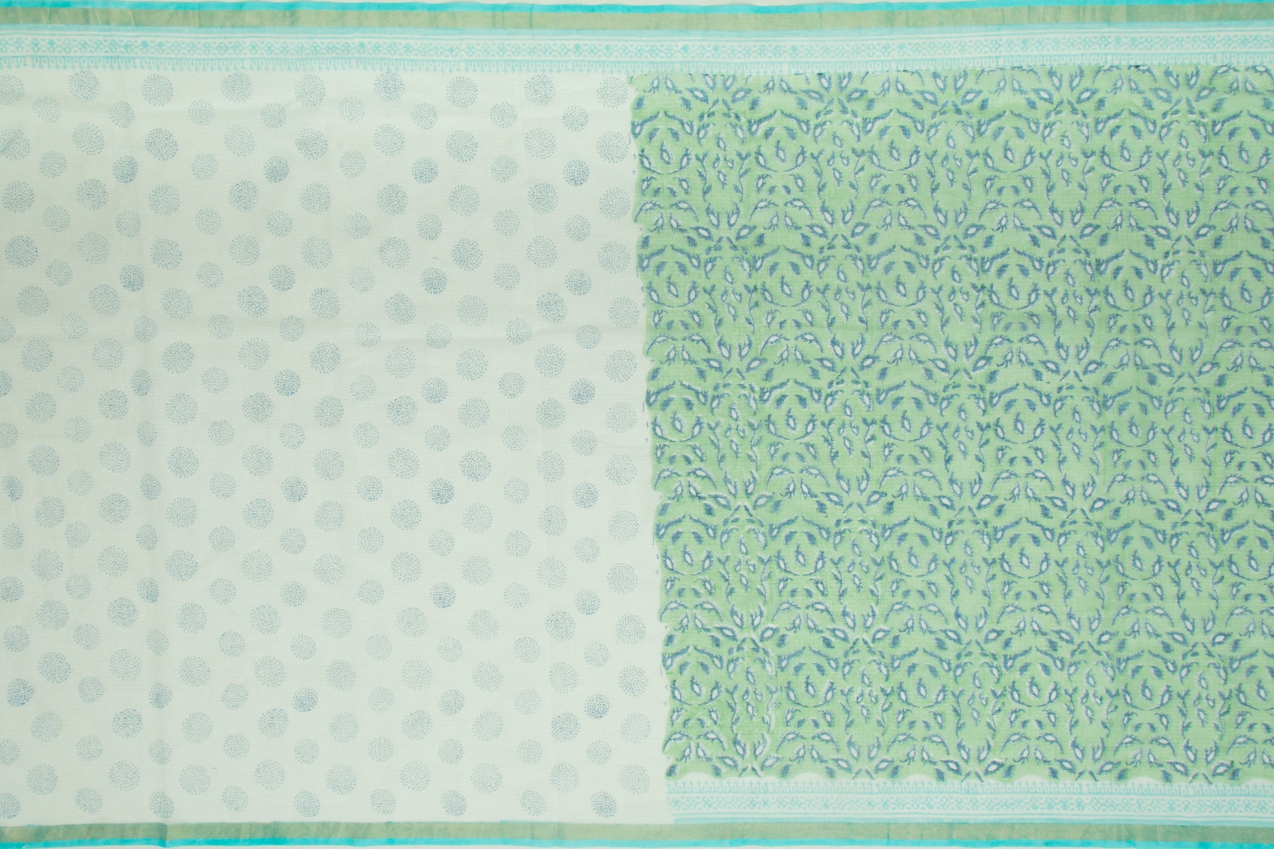 Kota Cotton Printed Green Saree