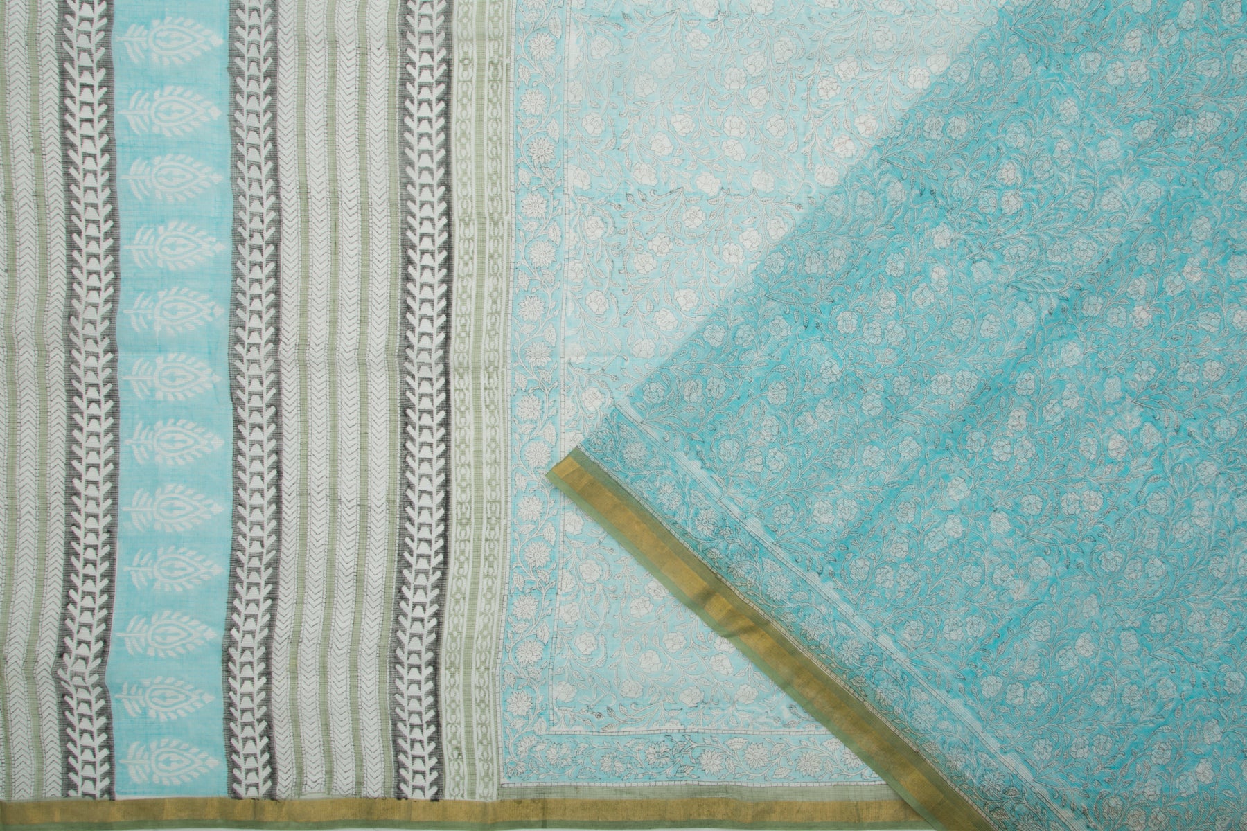 Kota Cotton Printed Blue Saree