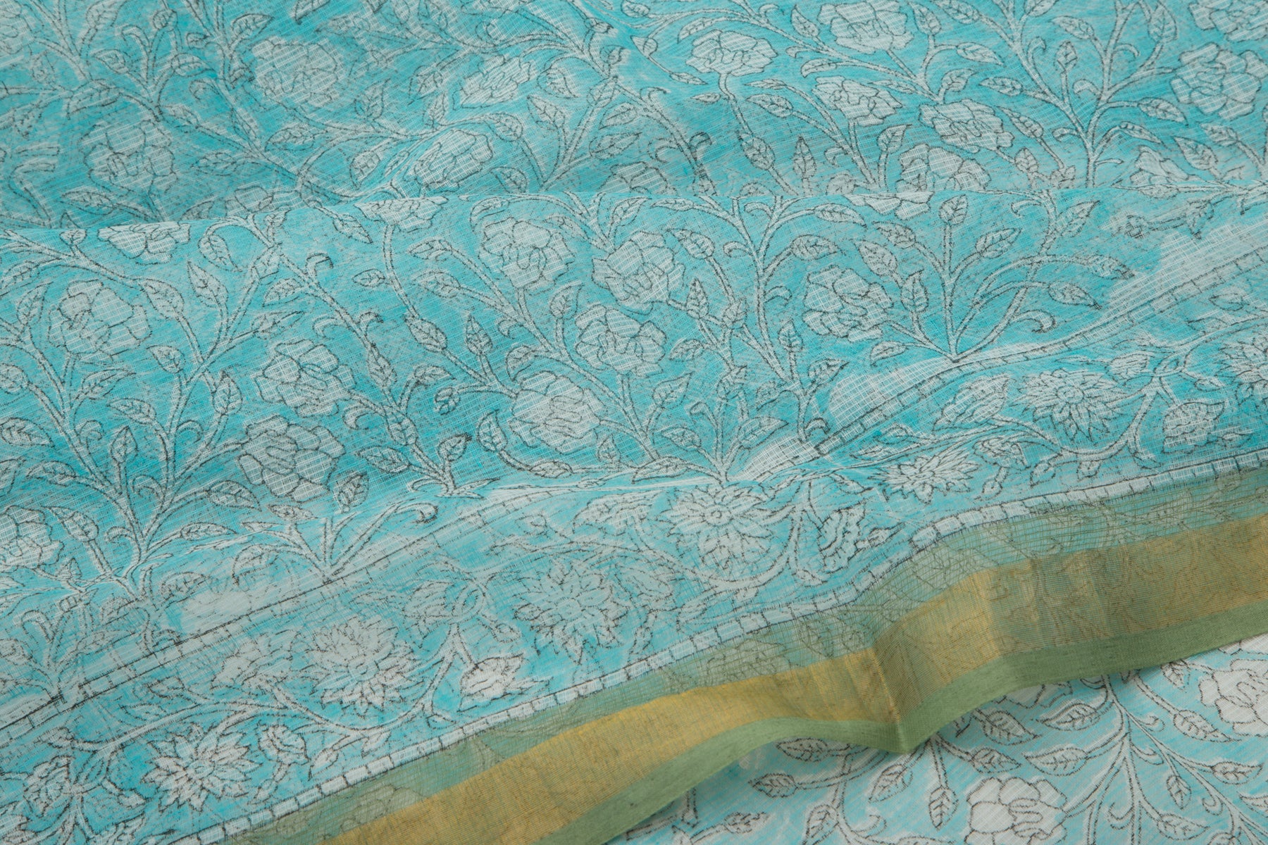Kota Cotton Printed Blue Saree
