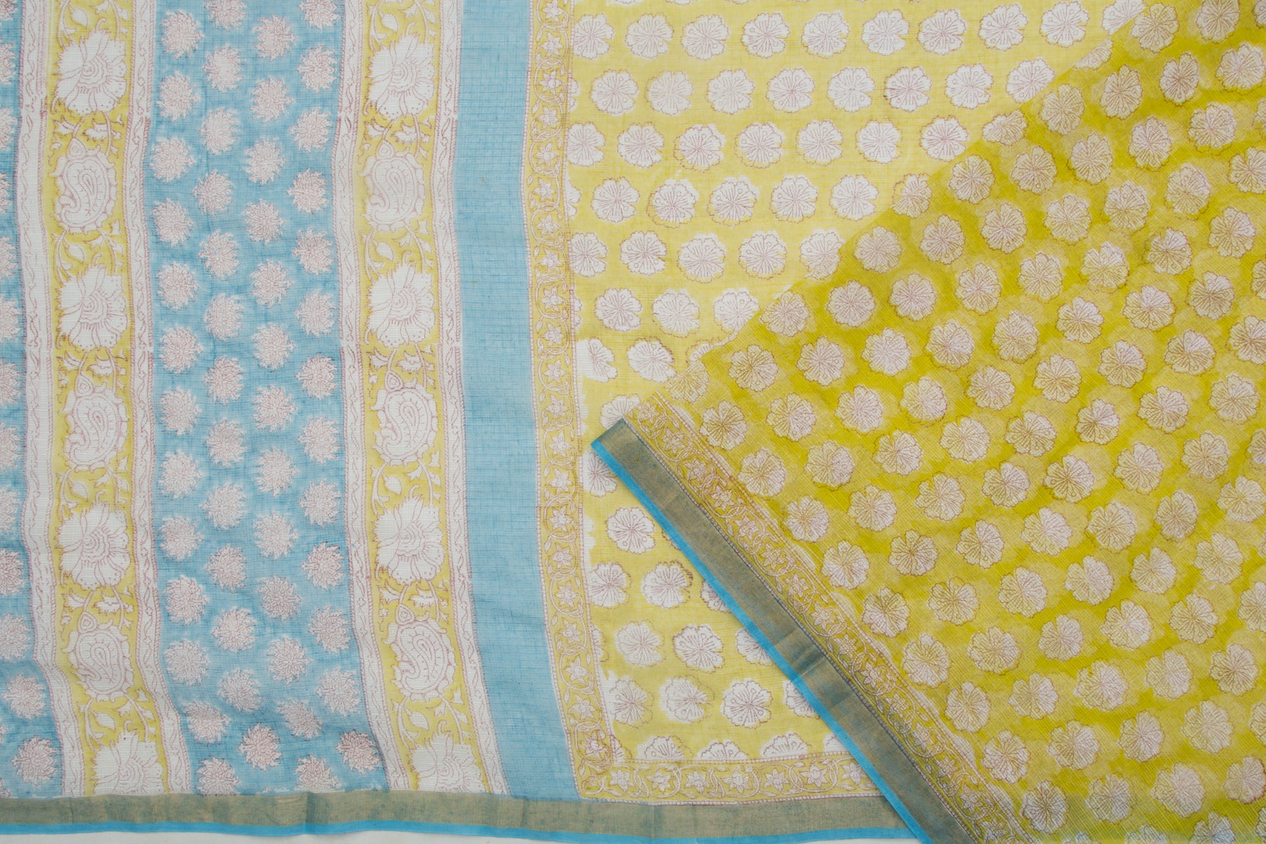 Kota Cotton Printed Yellow Saree
