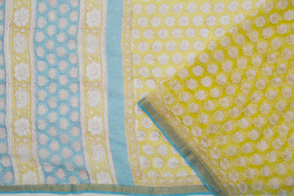 Kota Silk Printed Yellow Saree