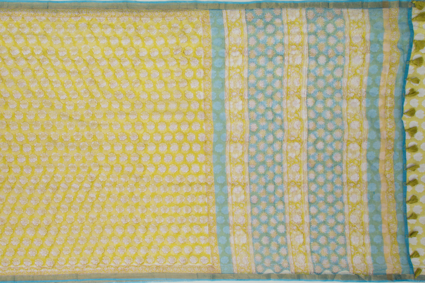 Kota Silk Printed Yellow Saree