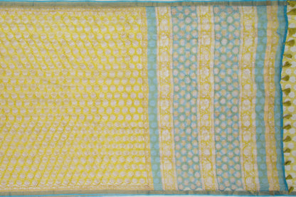 Kota Silk Printed Yellow Saree
