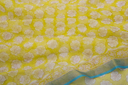 Kota Cotton Printed Yellow Saree