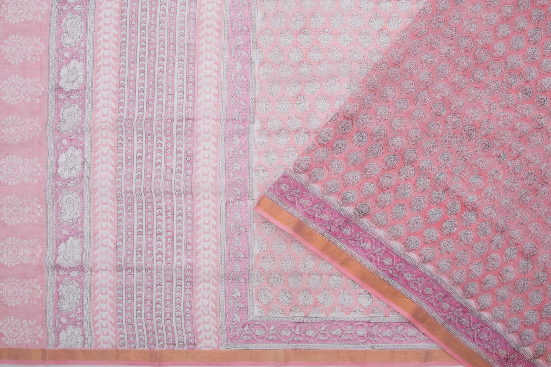 Kota Cotton Printed Pink Saree