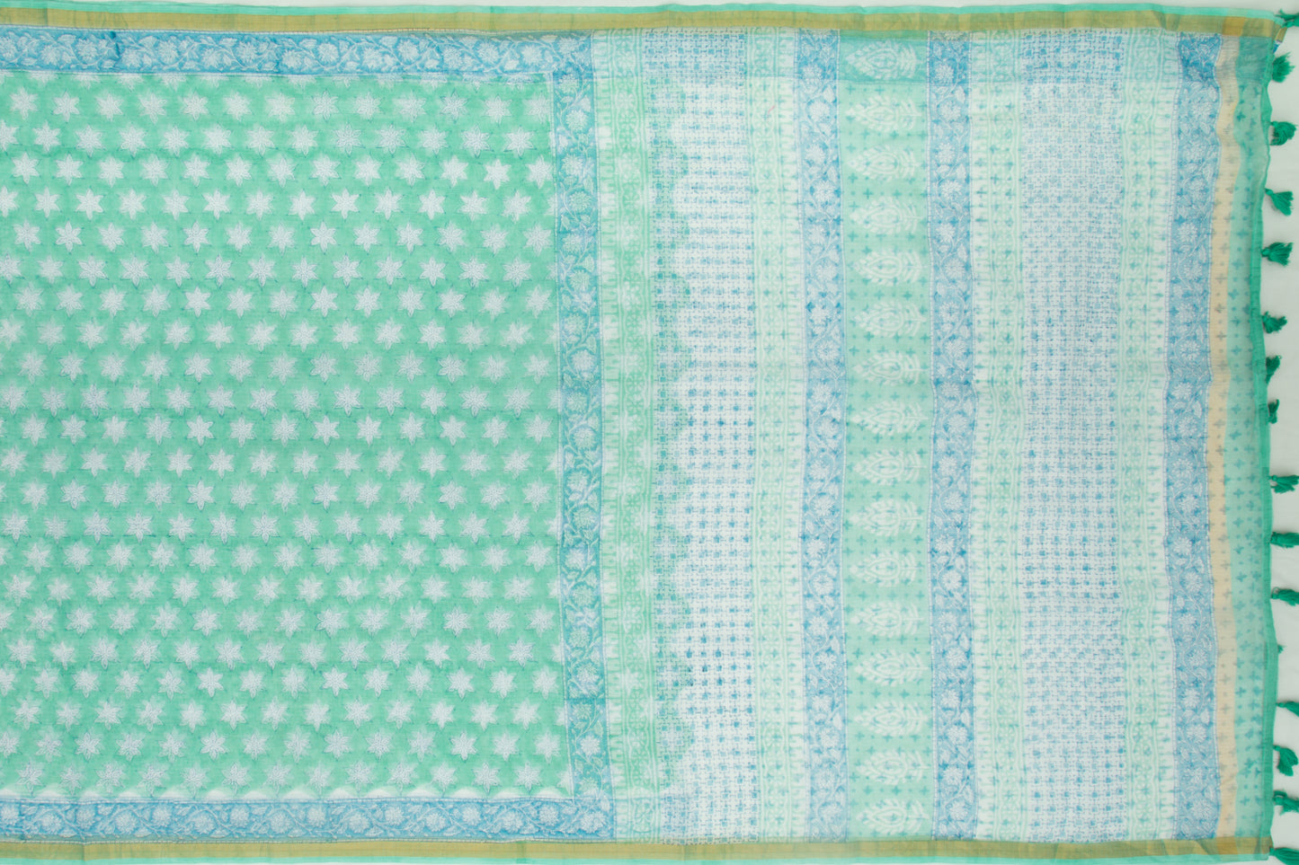 Kota Silk Printed Green Saree