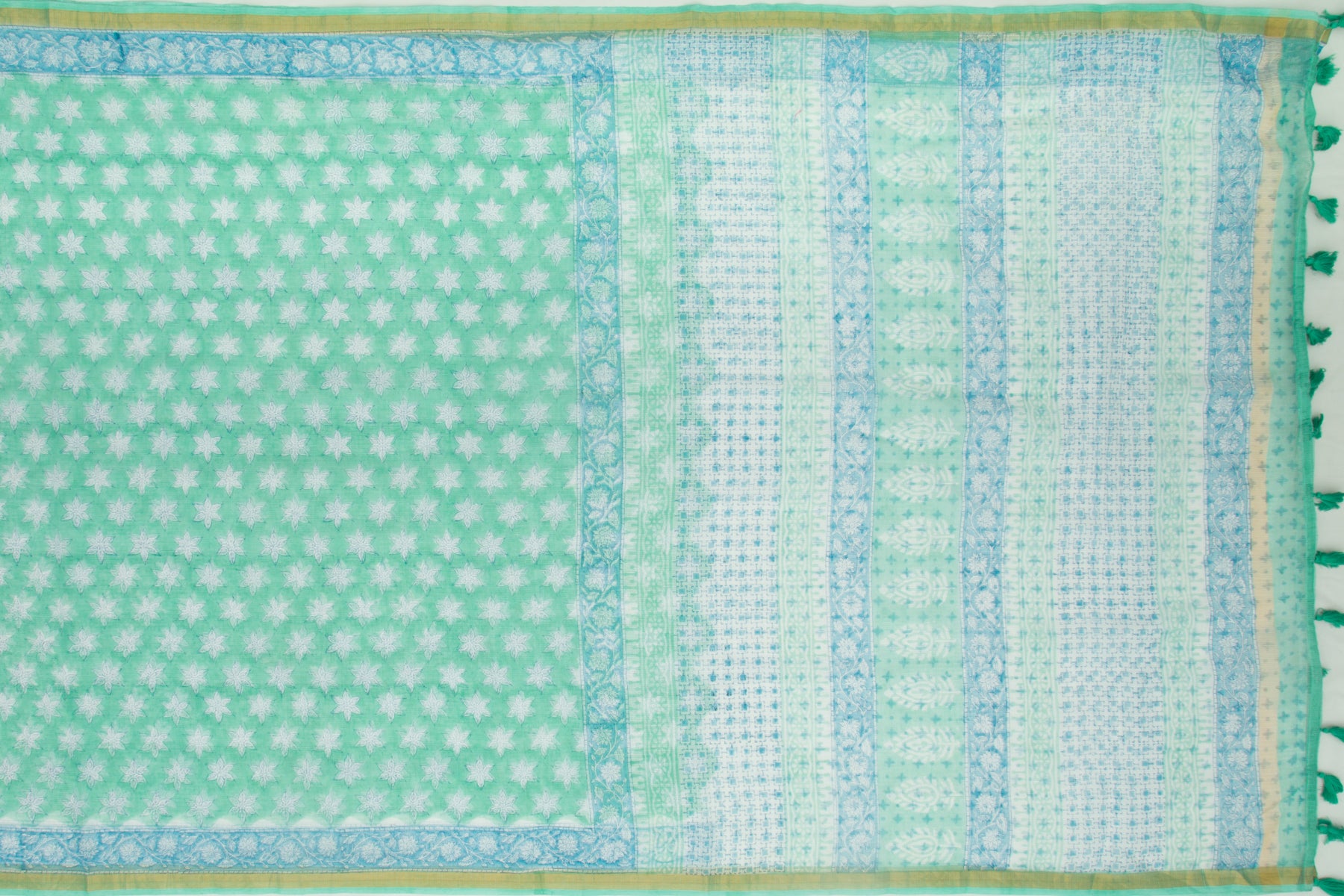 Kota Silk Printed Green Saree