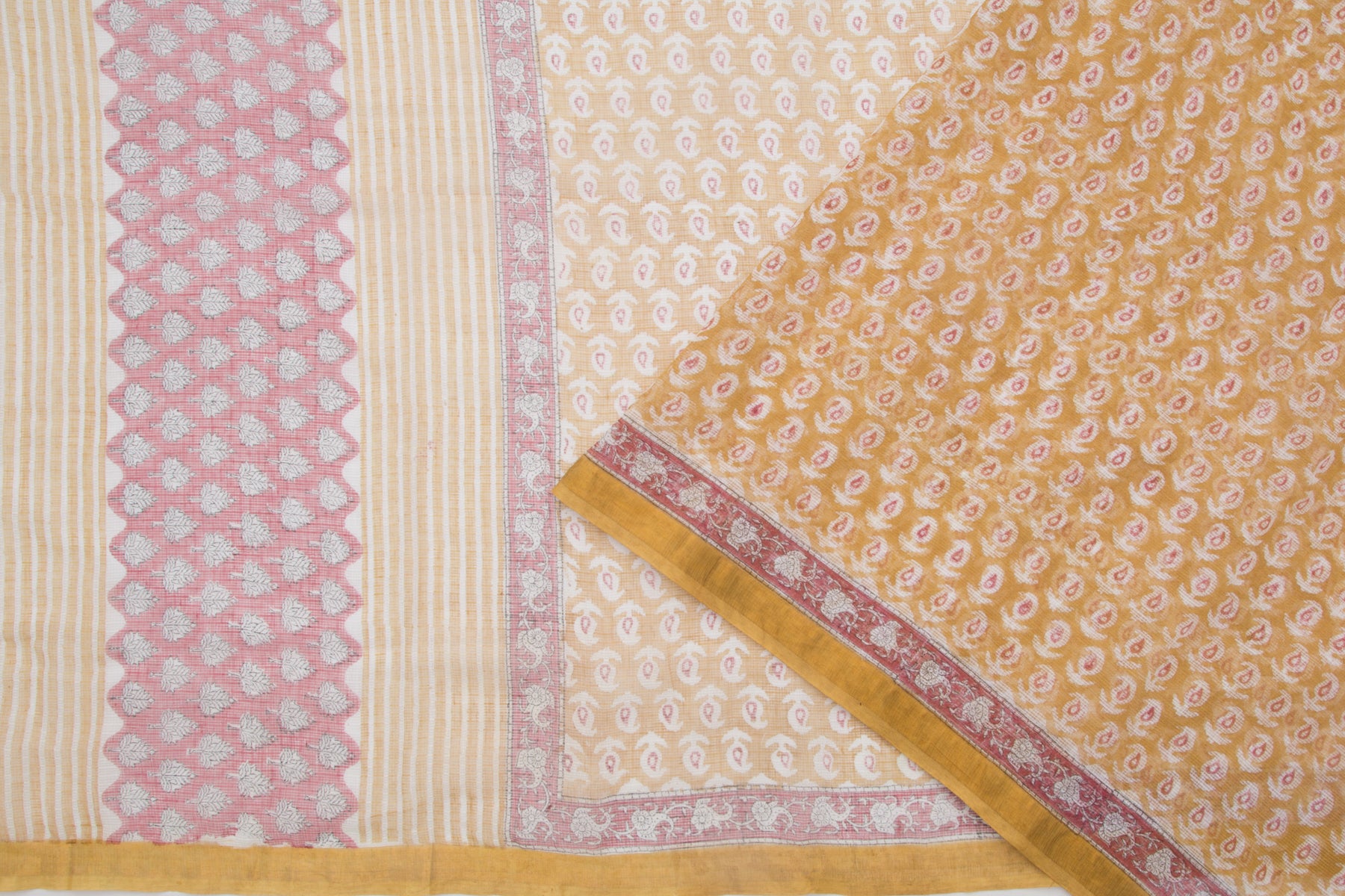 Kota Cotton Printed Brown Saree