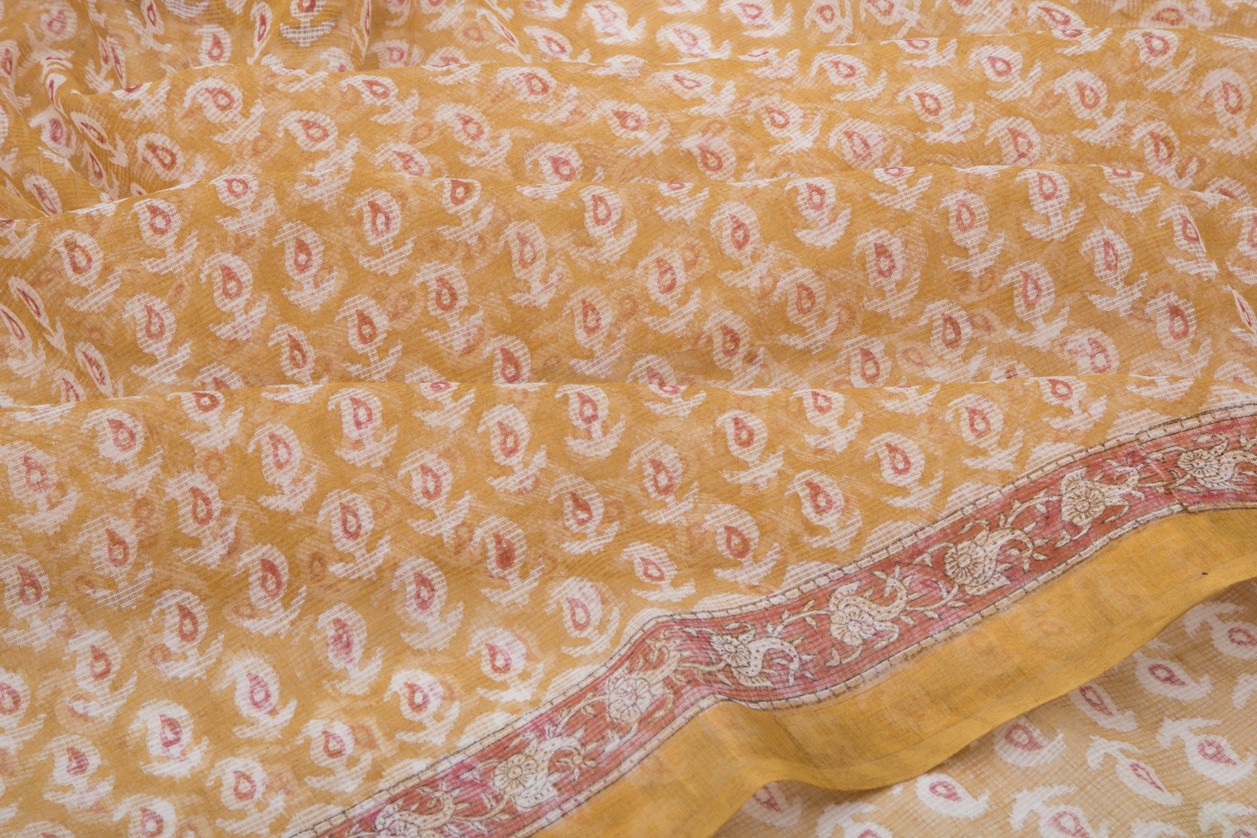 Kota Cotton Printed Brown Saree