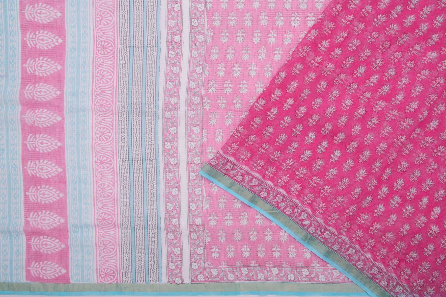 Kota Cotton Printed Pink Saree