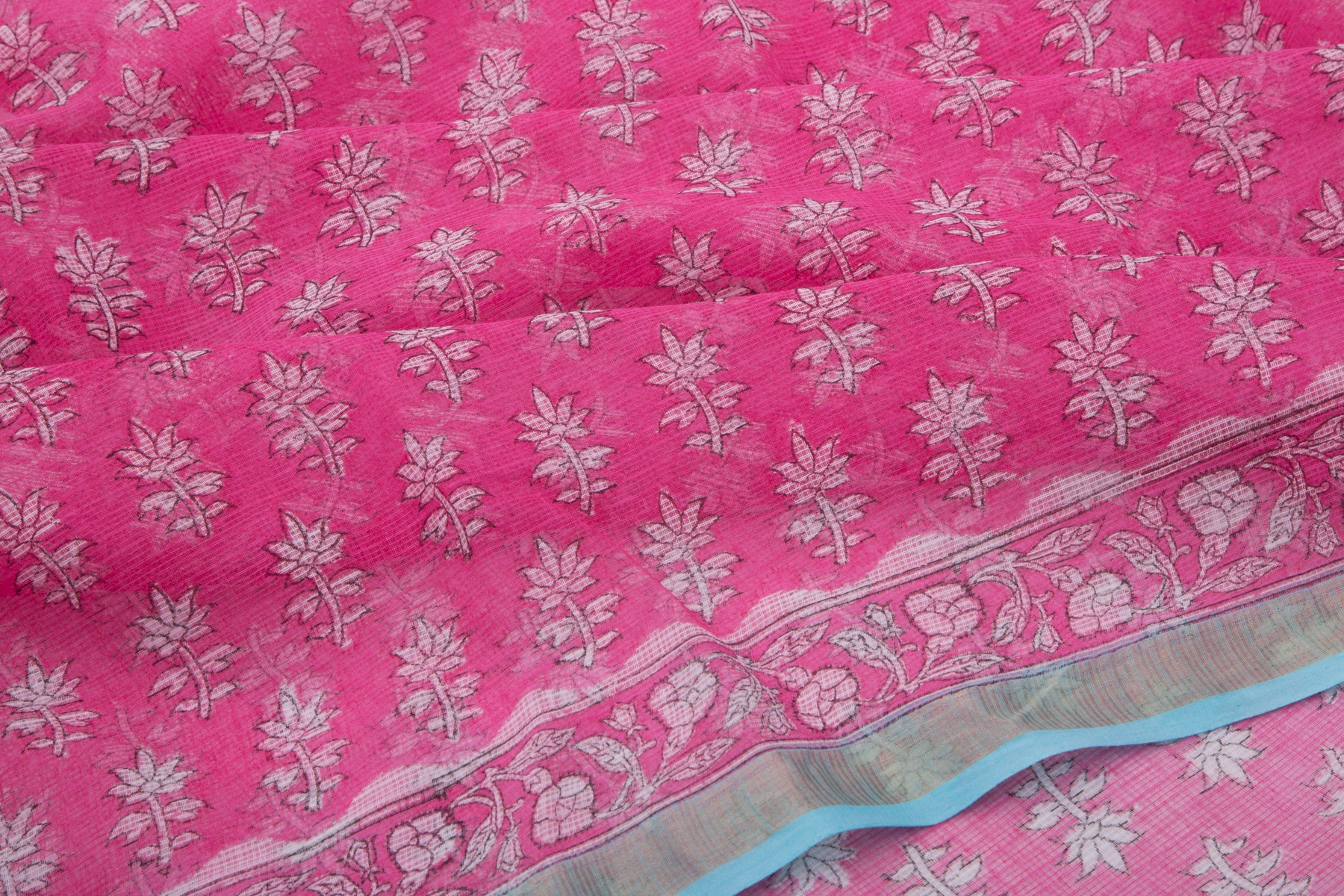 Kota Cotton Printed Pink Saree