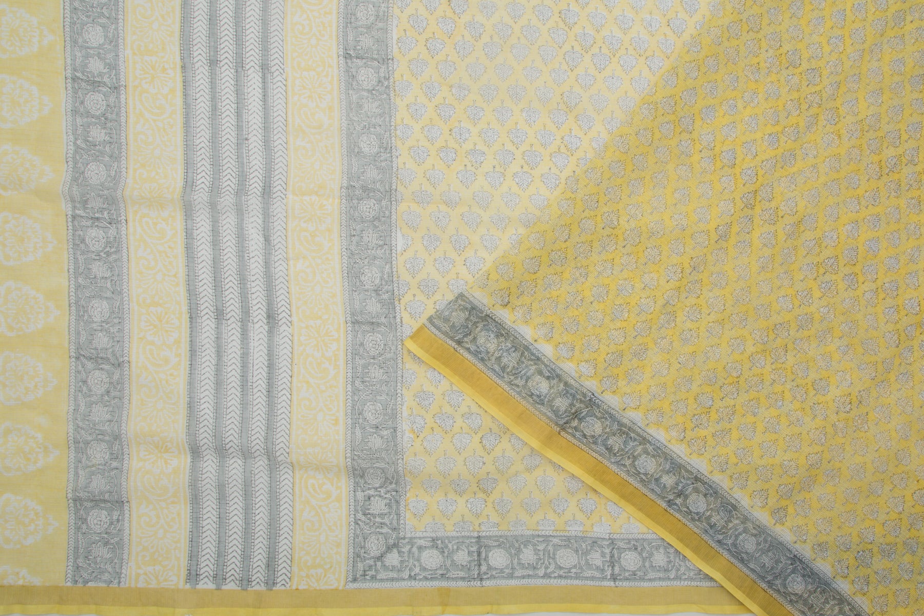 Kota Cotton Printed Yellow Saree